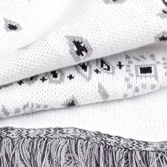 Lea Boho Fringe Oversized Knit Kimono Wrap Cardi - Picture 8 of 12